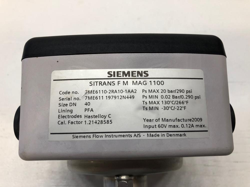 Siemens Sitrans F M MAG 1100 Electromagnetic Flow Sensor 7ME6110-2RA10-1AA2